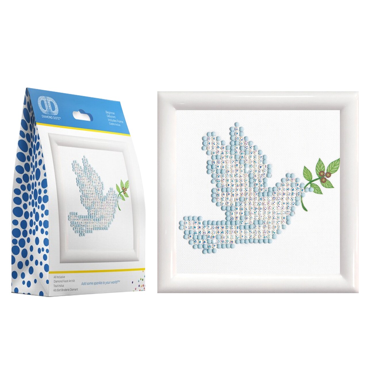 Diamond Dotz Dove of Peace Kit with Frame Christmas Diamond Painting Kits for Adults - Diamond Art Kits a Relaxing Creative Craft Kit with Dotz Gems 3.5x3.5